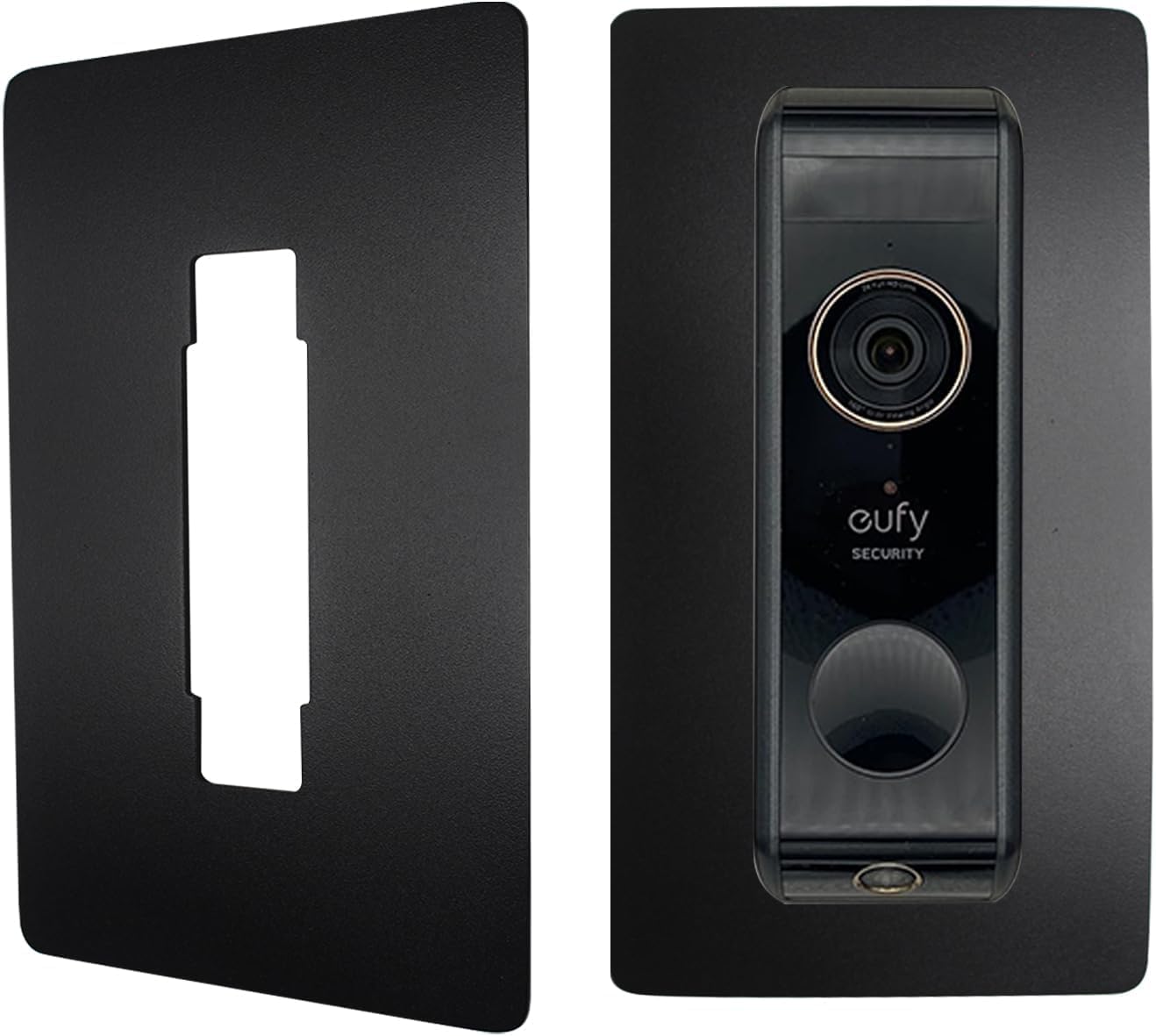 Placa frontal de acero inoxidable para timbre Eufy Video Doorbell E340, 2K HD, S330, Slim - Soporte robusto y cuchilla de accesorios para timbre (negro)