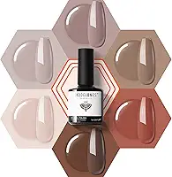 modelones Conjunto de esmalte de gel – 6 cores outono inverno neutro nude marrom esmalte caramelo marrom todos os tons de pele kit de esmalte de gel de imersão LED arte manicure DIY salão casa