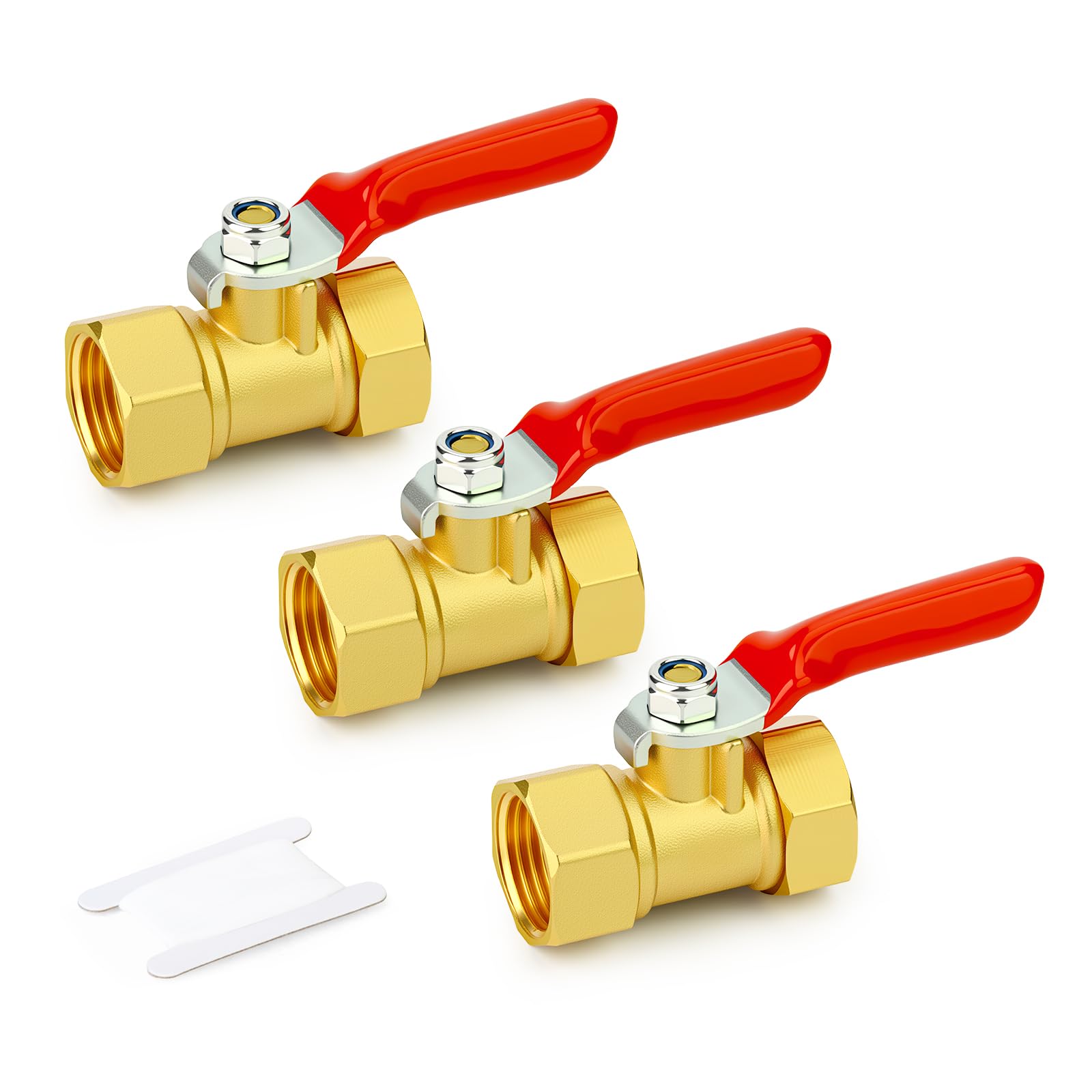 GASHER 3PCS 3/8 Inch Brass Mini Ball Valve, Shut Off Valve, 3/8 Inch FNPT Thread Pipe Fitting