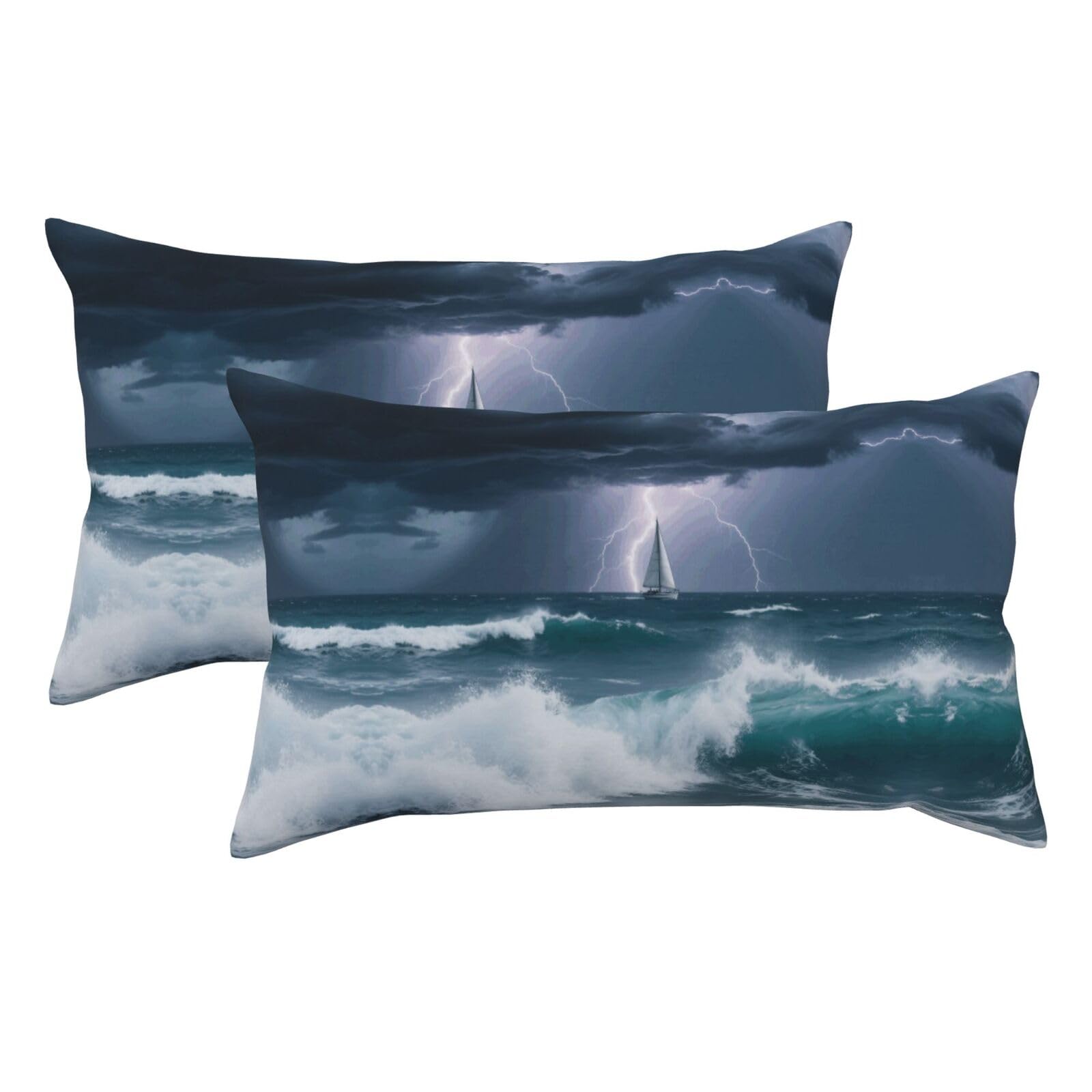 Sea Luxury King Pillowcases Set of 2, Plush Velvet Feel Pillow Covers with Hidden Zipper, Skin & Hair Friendly, 20x36 Inches Pillow Cases for Sleeping Gift