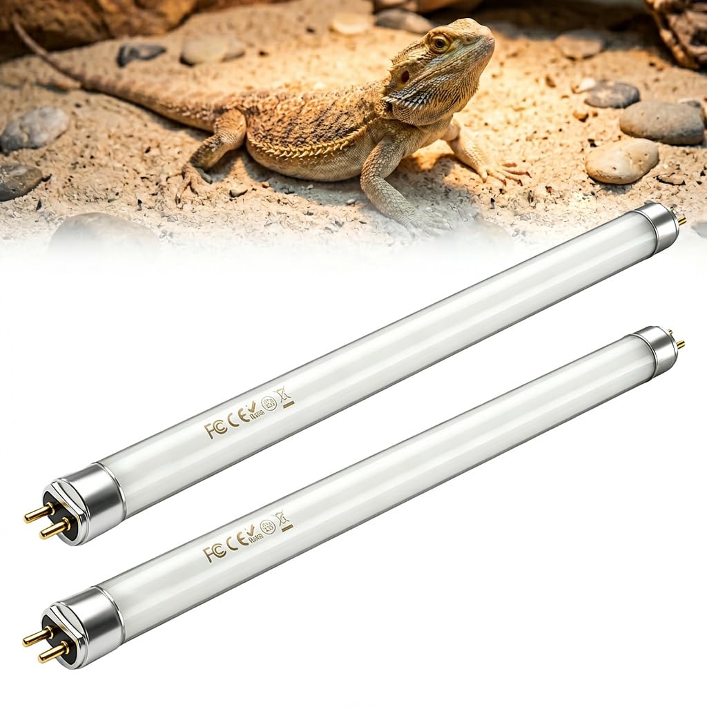 2 Pack 8W T5 UVB Light Reptile 10.0 UVB 30% UVA Bulb for Shade Dwelling/Arboreal Species, 12 Inch/300mm Fluorescent Tube Lamps for Terrariums Vivarium Bearded Dragons Chameleons Reptiles Snake