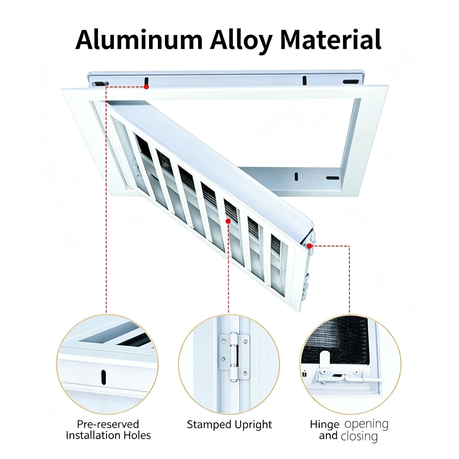 Kratka wentylacyjna ze stopu aluminium, antykorozyjny dyfuzor powrotny powietrza, stylowy sufitowy uchwyt ścienny HVAC osłona do dekoracji wnętrz (beżowy, otwór kanału 35 x 56 cm)