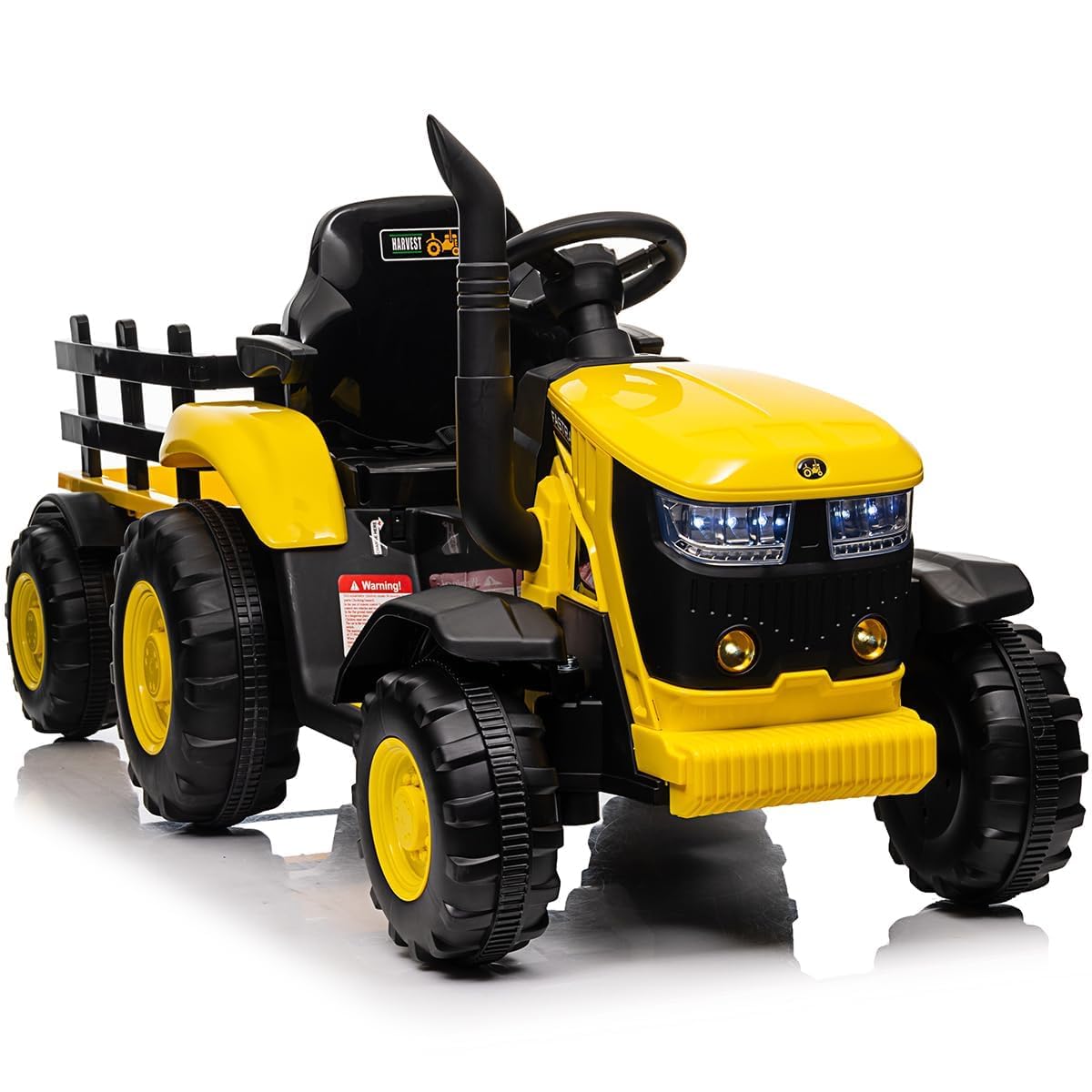 London Boutique 12V Kids Electric Ride-On Tractor with Detachable Trailer