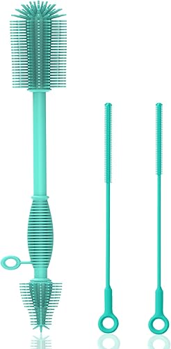 Miniatura 7 de Raymeefa Juego de cepillo de botella y limpiador de paja de silicona, cepillo limpiador de biberones suave, cepillo de limpieza de paja flexible,