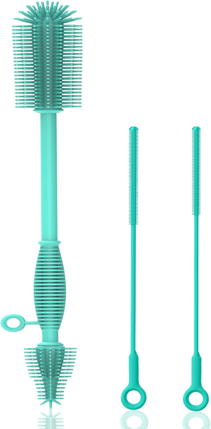 3pcs Extra Long Silicone Straw Brush, 3/6/9mm Reusable Bendable Straw