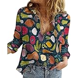  Namufeitrade Chemise pour Femmes imprimée en 3D avec des légumes et des Fruits Chemises décontractées à Manches Longues et à Boutons Blouse