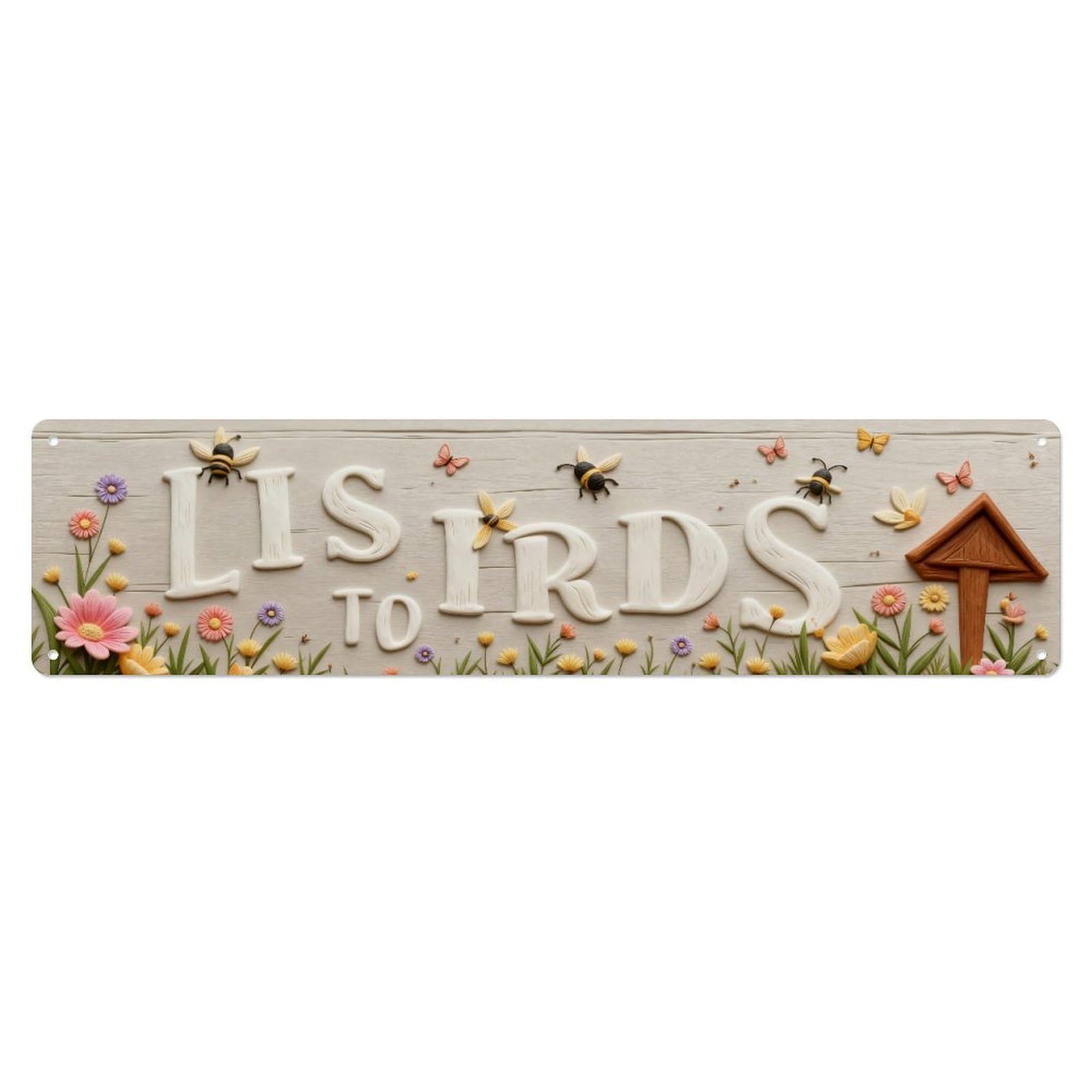 Flowers Bees Butterflies Birds House Metal Tin Sign Plaque