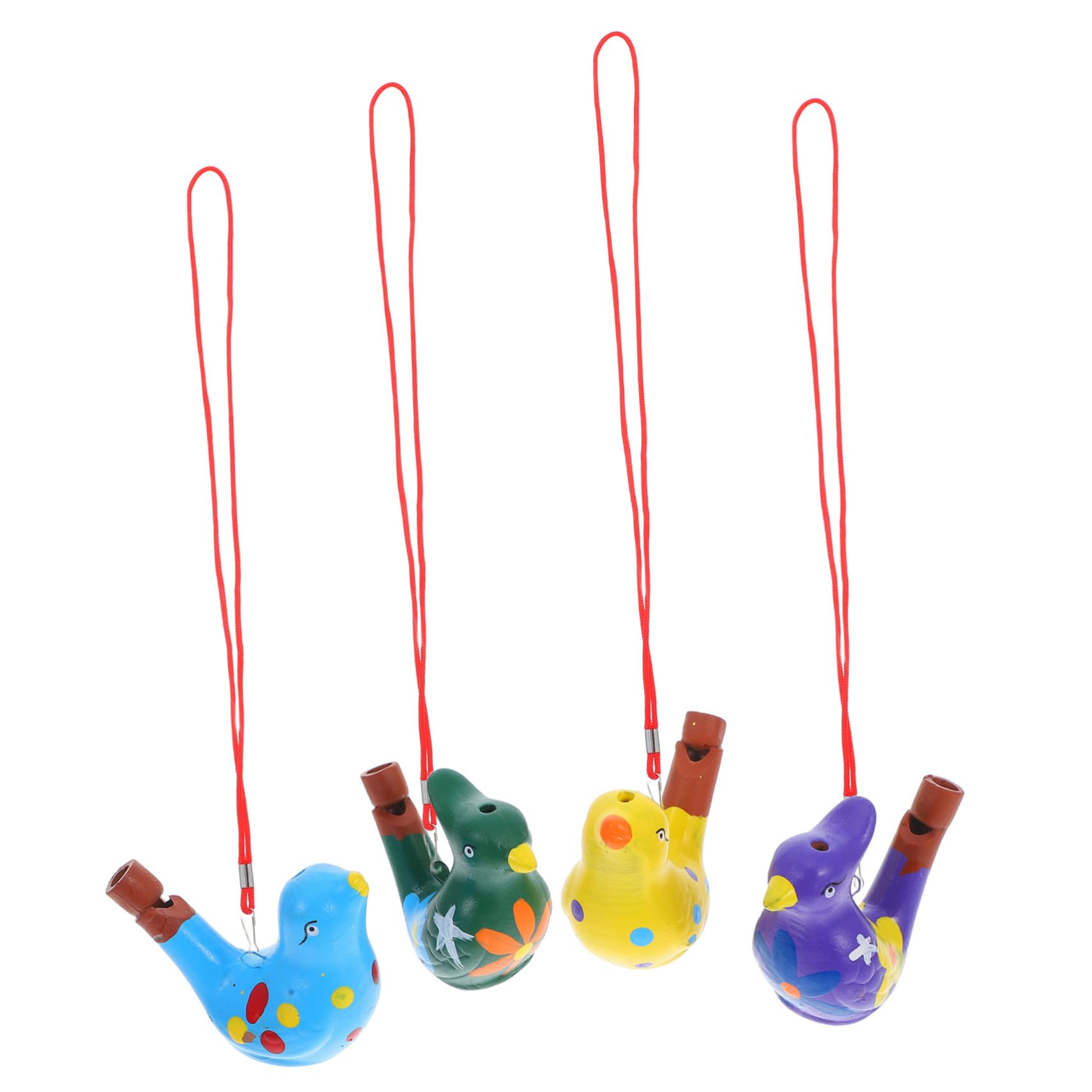 4pcs Cute Ceramic Bird Water Whistles Musical Instrument Noisemakers for Party Favors Warbling Bird Callers Cartoon Whistles Props