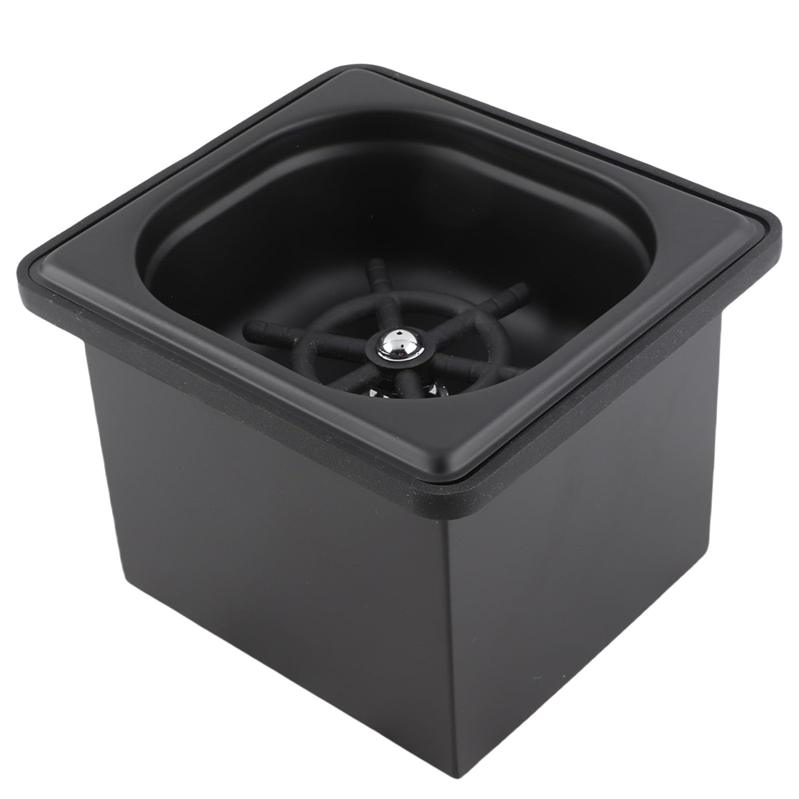 Jarra enjuagadora de acero inoxidable sin apertura para fregadero de cocina, lavadora automática de tazas de vidrio para hotel, bar, café, leche, taza de té, negro, libera tus manos (pequeño)