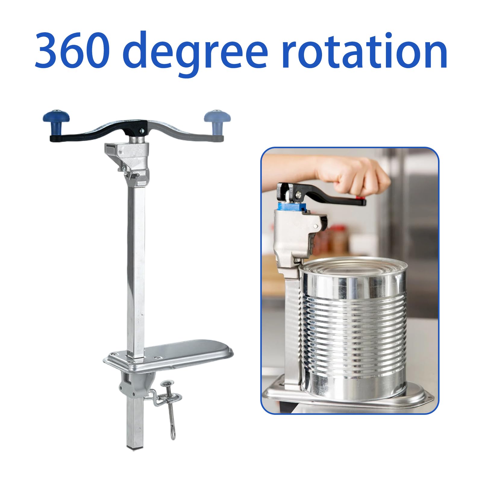 Apriscatole manuale professionale, utensile da banco in acciaio inossidabile resistente con lama affilata per lattine alte argento 48cm/18.5in