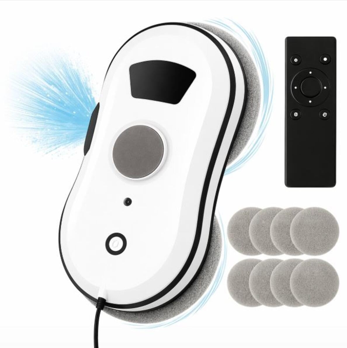 Genérico Robot Limpiacristales 3 en 1 con Spray Automático – 5600 Pa de Potencia, Control por App y Mando, Sistema de Seguridad Anti-caídas, 8 paños de Microfibra Gratis.