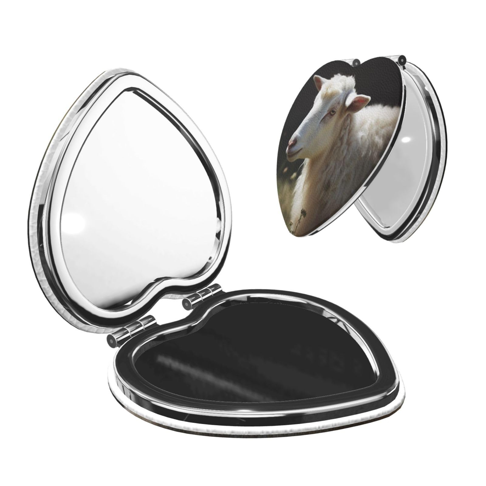 DWVTSLH Sheep Compact Mirror for Purse, Double-Sided 2X/1X Magnifying Mirror for Women Men, Travel Makeup Mirror for Handbag, Handheld Vanity Mirror for Gift