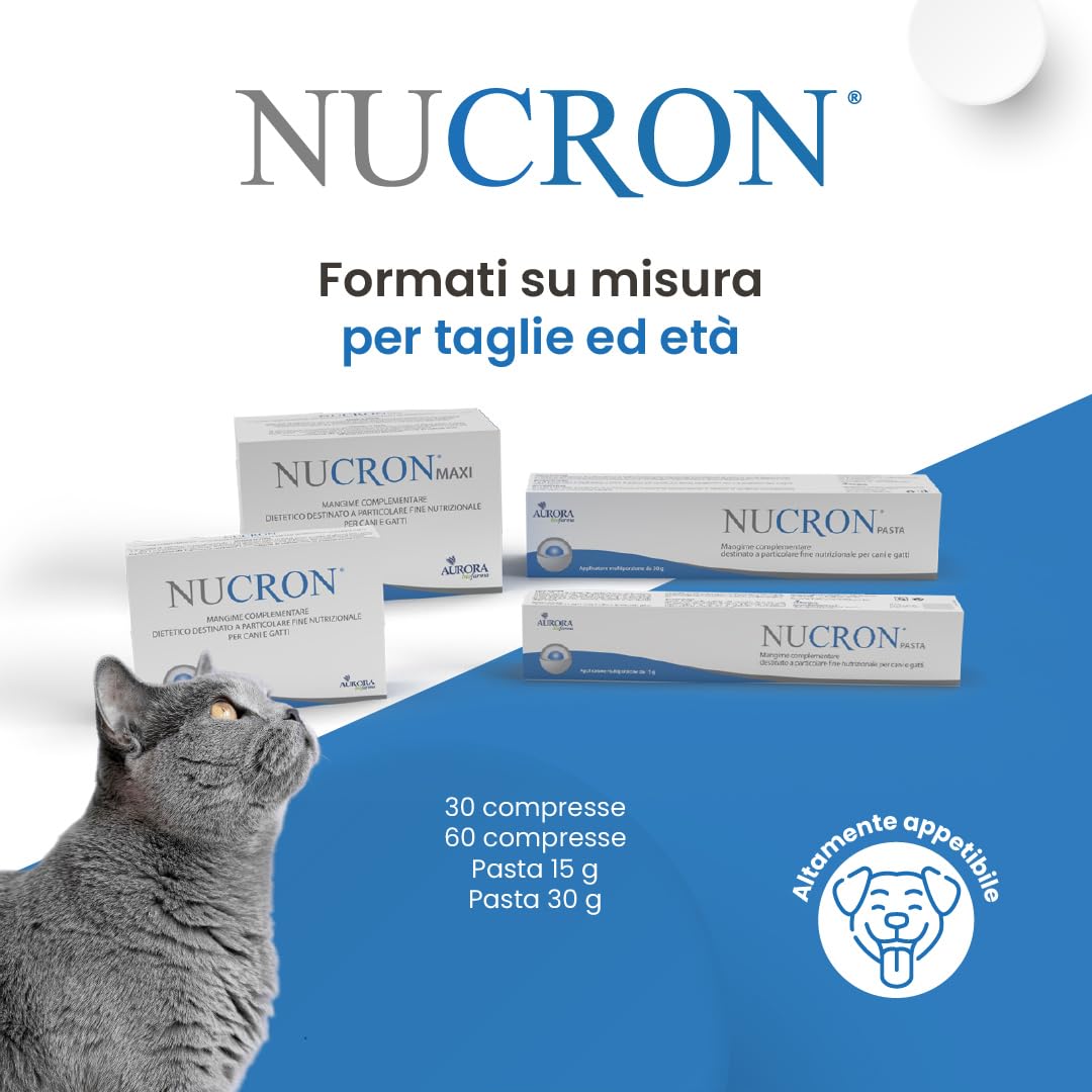 Aurora Biofarma Nucron 30 Compresse - Mangime complementare dietetico destinato a particolare fine nutrizionale per cani e gatti