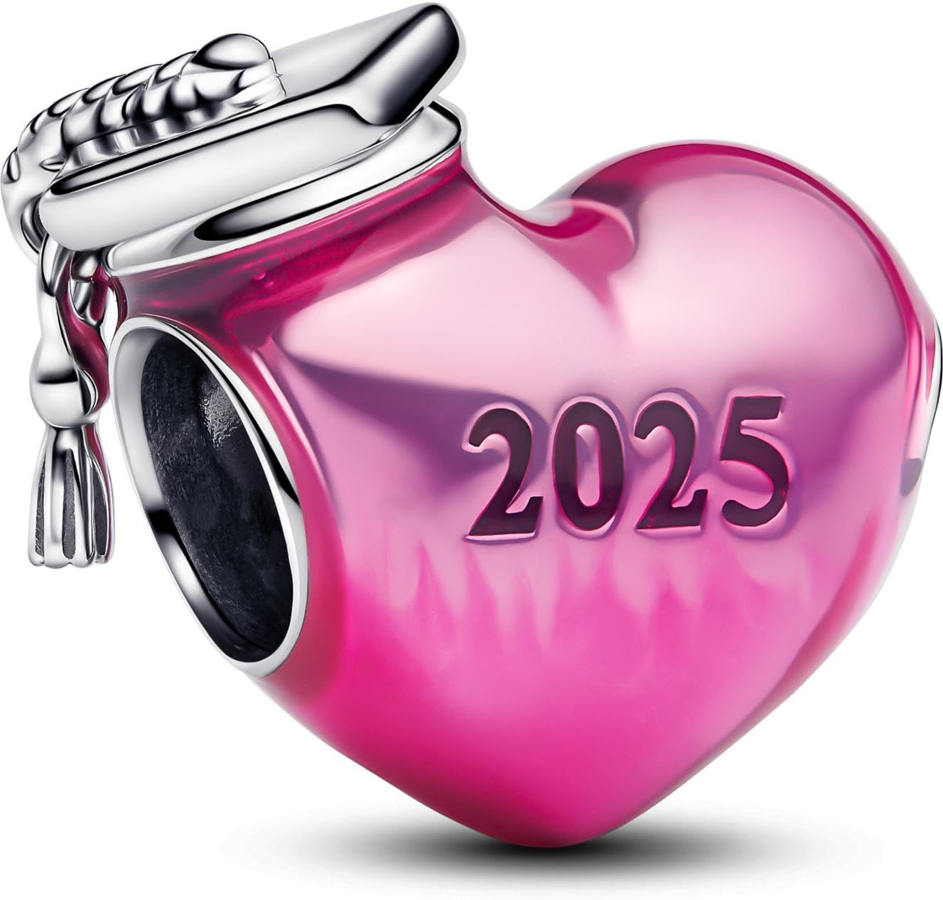 Pandora Silver 2025 Graduation Pink Heart Charm