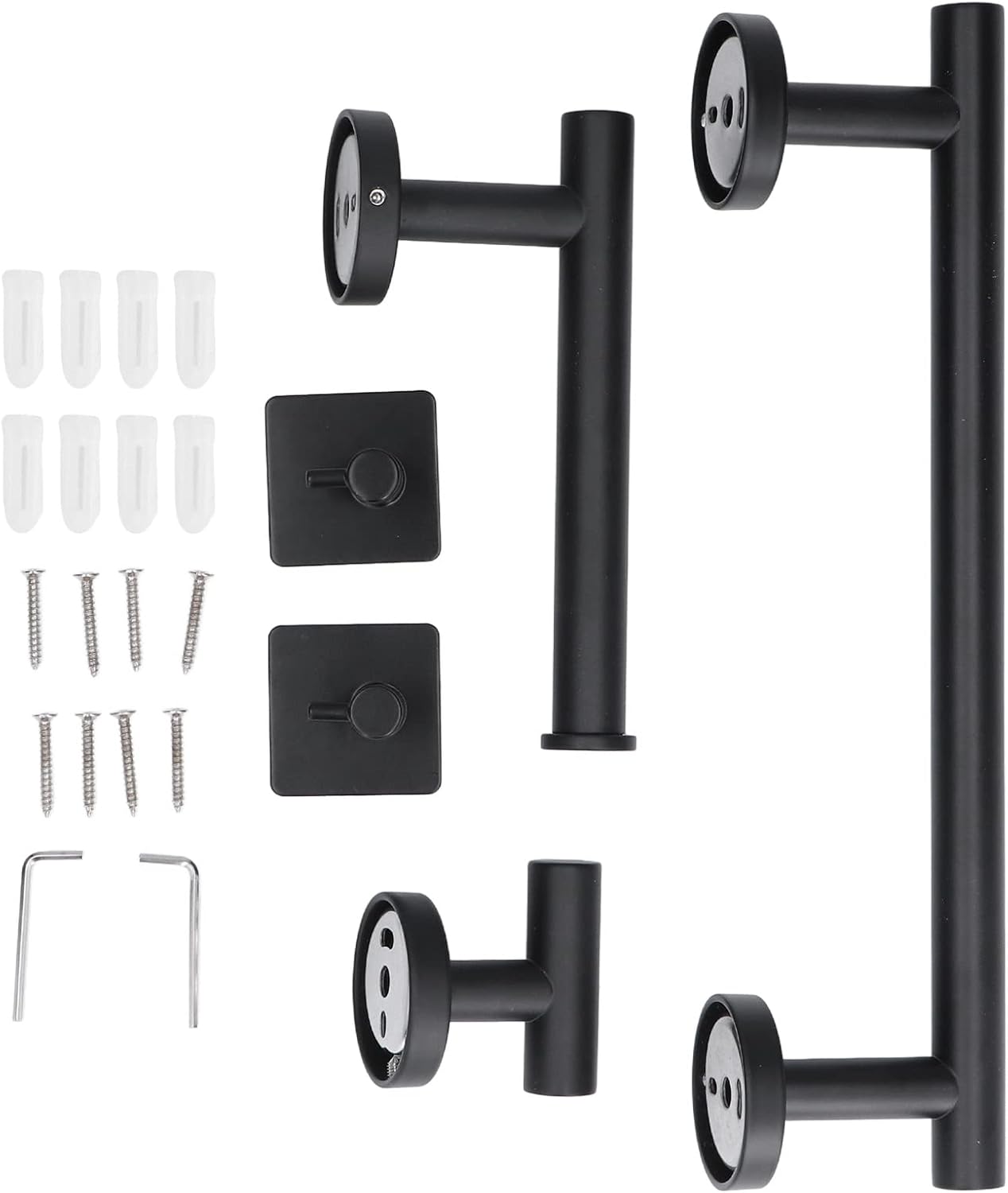 Aladeno 5 Piece Black Bathroom Hardware Accessory Set Paper Towel Rack Easy to Install Rustproof Good Load Bea Fashionable Toilet Paper Holder Towel Holder for Bathroom