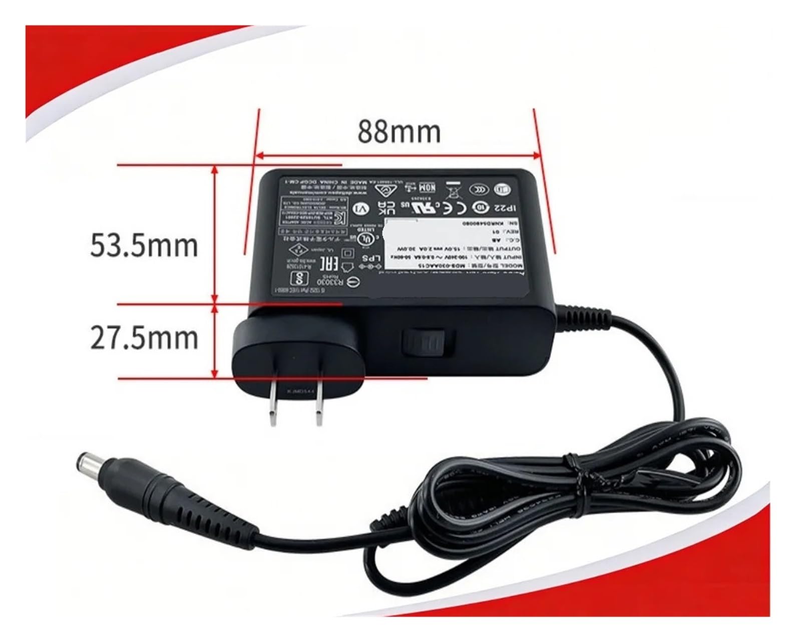 Adaptador de Corriente MDS-030AAC15 | 15V 2A 30W