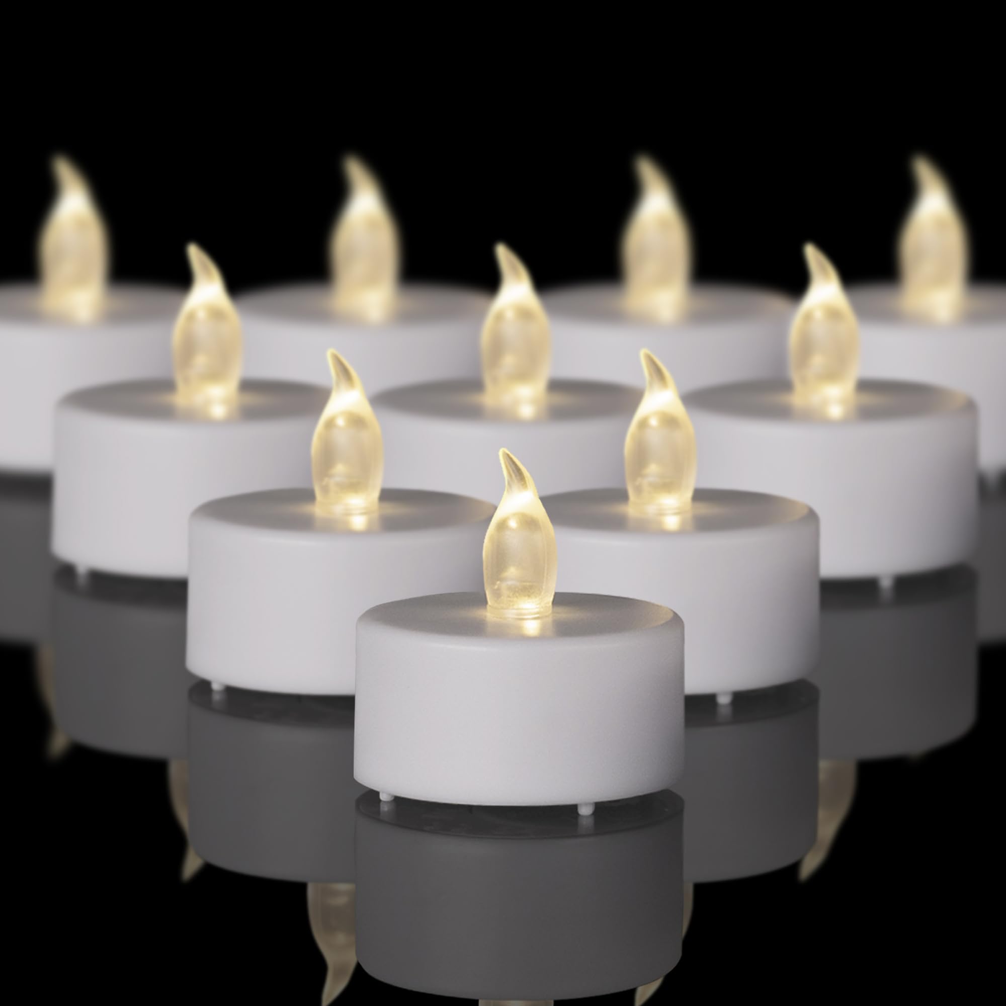 12 Stück LED-Teelichter Mit Timer – Flackernde Flamme, Warmweiß, Batteriebetrieben, 3,6 Cm