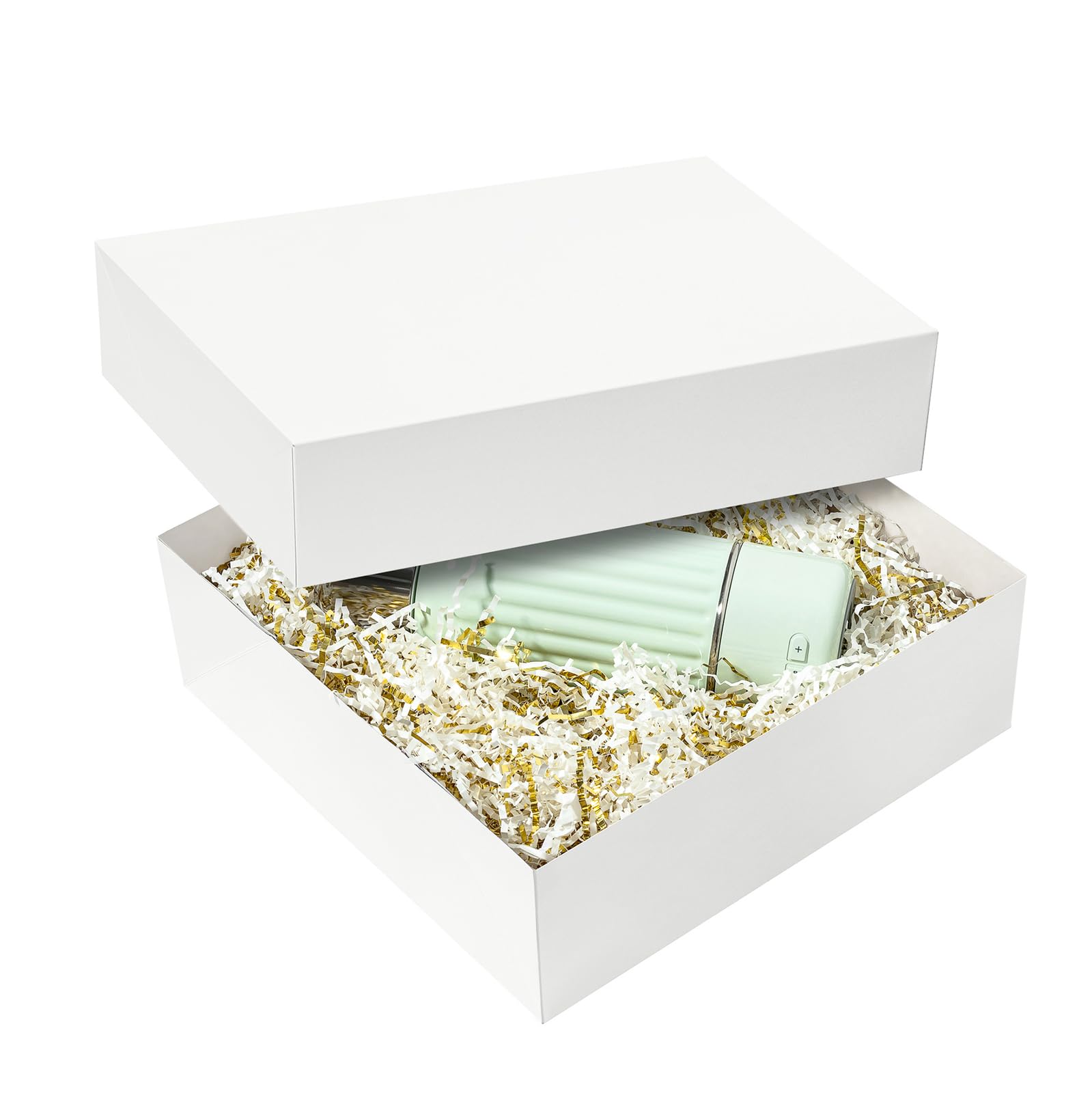 Verpackungswelt Scatola Regalo con Coperchio - 45 x 35 x 20 cm - 1 Pezzi - Confezione Rigida con Chiusura Magnetica - per Compleanno, Matrimonio, Natale, Nascita - Pacco in Colore Grigio
