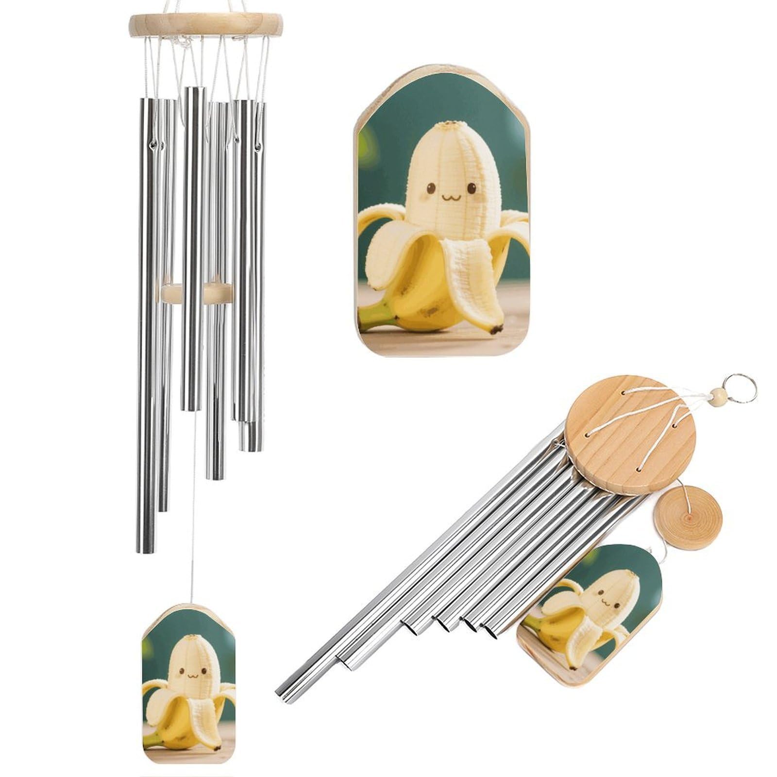 Cute Banana Wind Chimes for Outside Memorial Wind Chime (20.5') Large Outdoor Deep Tone Windchime Unique Aluminum Windchimes for Garden Hanging Decor, Sympathy Gifts