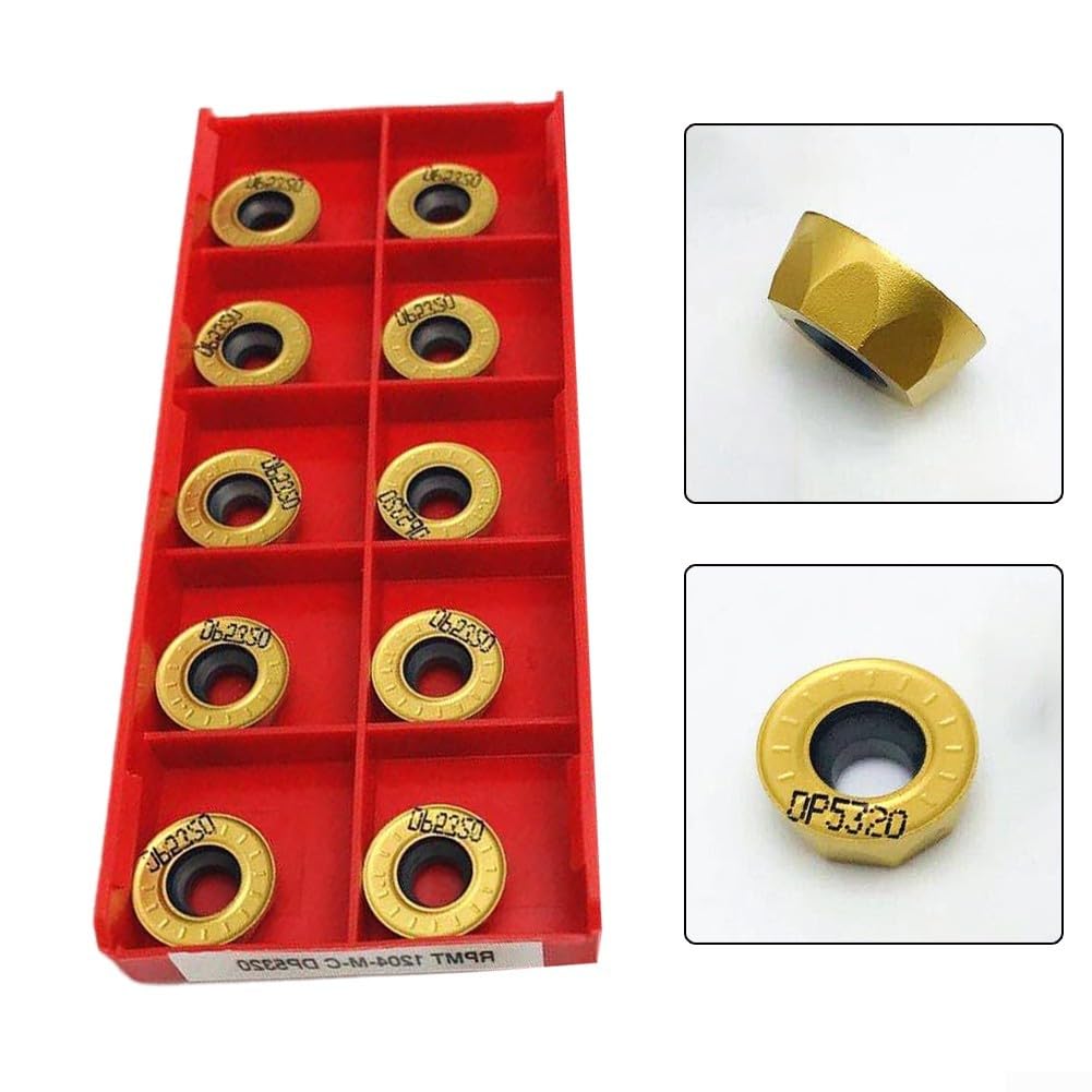 Zilimontt Zestaw 10 RPMT1204MC DP5320 R6 okrągłe wkładki frezarskie z węglików spiekanych CNC do zastosowań stalowych Wkładki frezarskie okrągłe z węglików spiekanych, frezowanie tokarskie