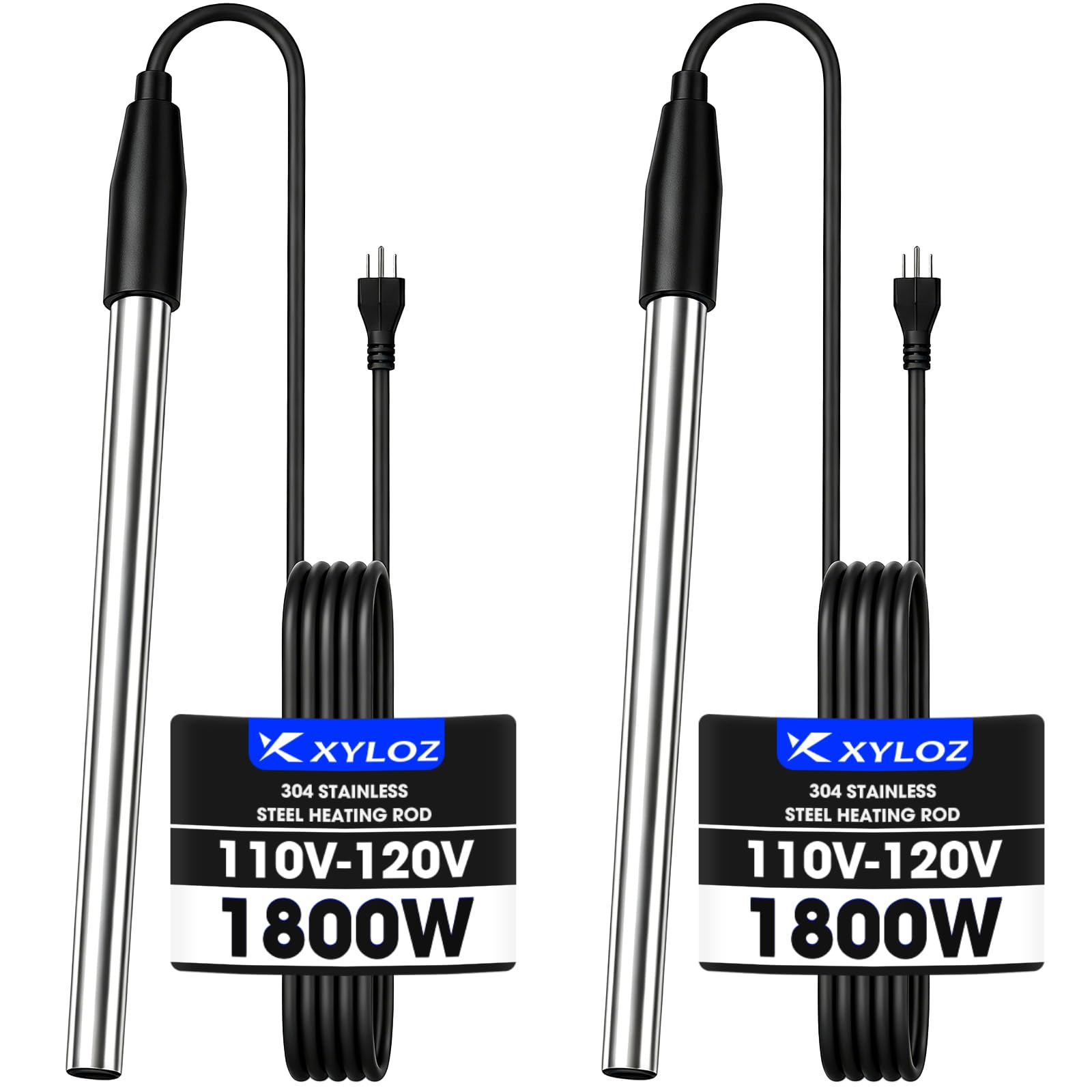 1800W Immersion Water Heater for Hot Tubs, Tanks, Ponds &amp; Pool, 2 Packs