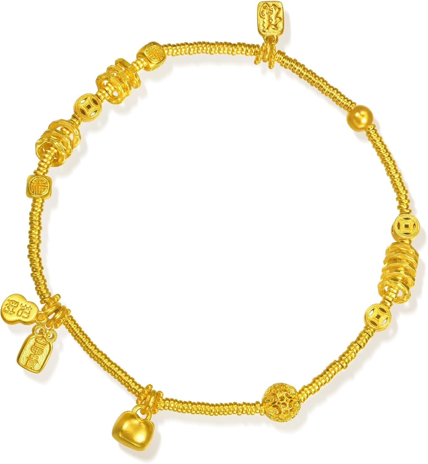 CHOW SANG SANG 999.9 24K Pure Gold Cultural Blessings Blessing Ancient Silver Ingots Bracelet for Women 15cm 96135B Price-by-Weight 12.72g Gold