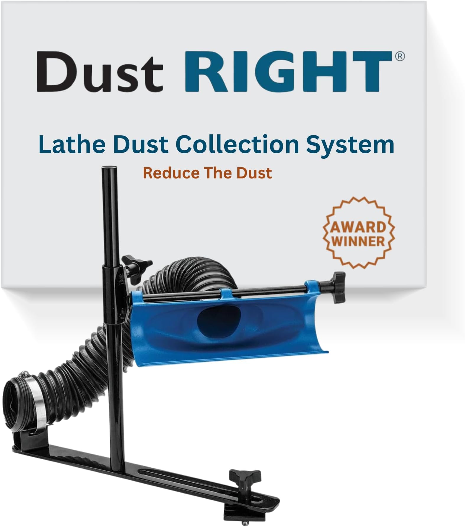 Dust Right Lathe Dust Collection System – Shop Dust Collection System Reduce the Amount of Dust in Air, Floor - Lathe Dust Collection Includes 9” Dust Scoop, Port Boom Arm, Hose Clamp, & More