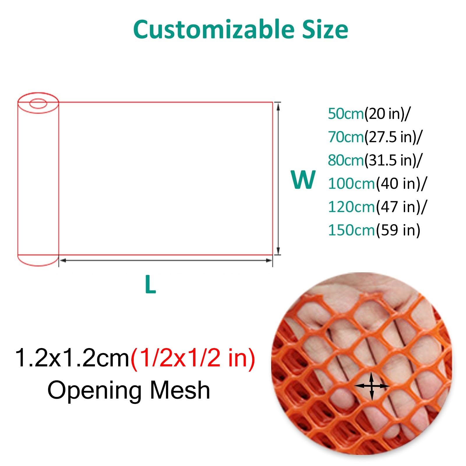 Grillage Jardin Filet Barrière Pour Animaux À L'extérieur, Clôture De Construction Orange, Rouleau De Clôture En Filet Plastique Pour Les Cerfs, Les Enfants, Les Piscines(W 80cm( 31.5 in),L 1m(3.3ft))