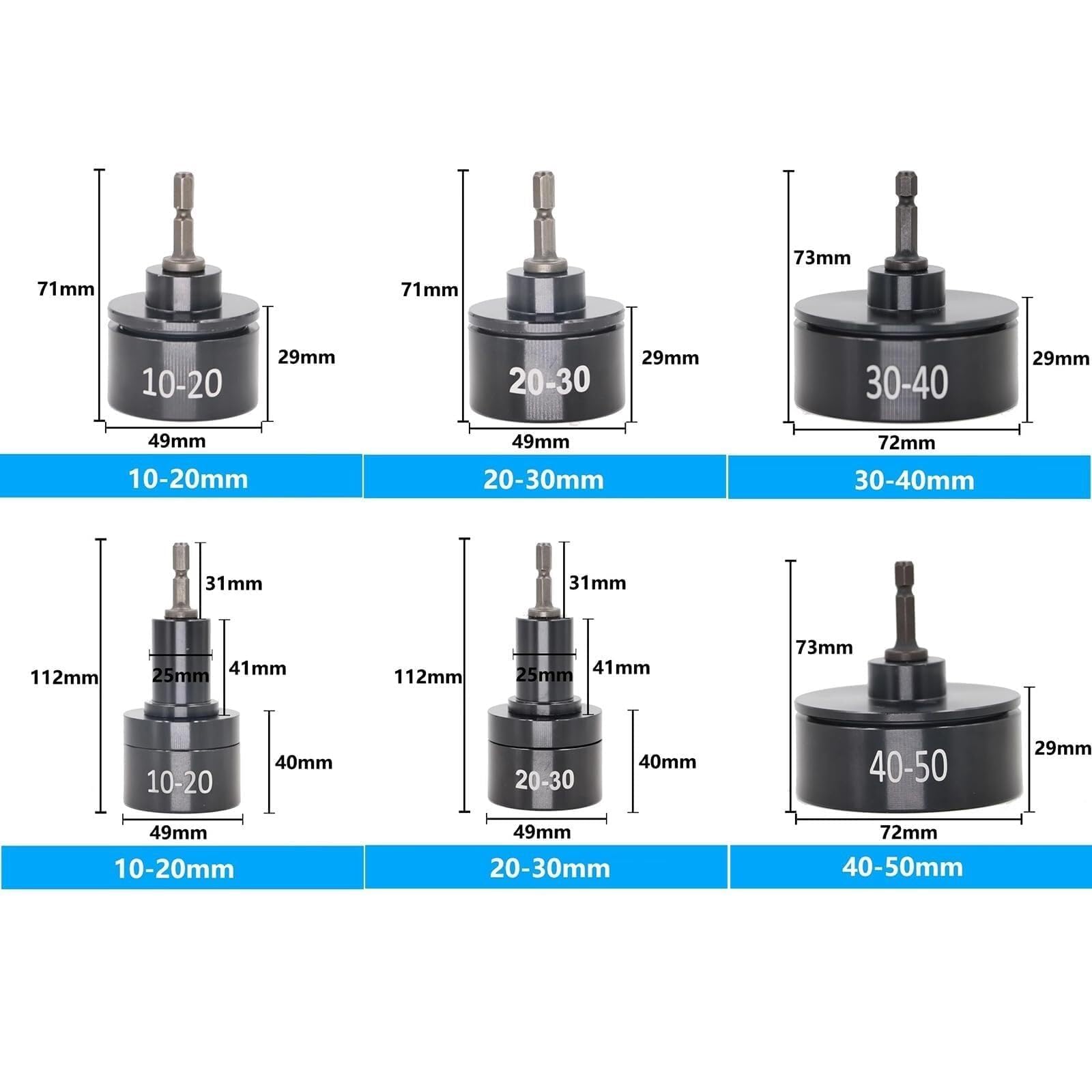 Tappatrice pneumatica, sigillante per tappi di bottiglia da 10-50 mm, 6 teste di tappatura, 2600 giri/min, ingresso aria da 1/4", per bottiglie di plastica e vetro