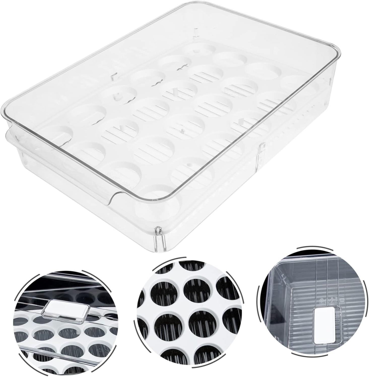 Stackable PET Egg Storage Box Refrigerator Egg Holder for Vegetables and Fruits Multi-Function Preservation Container Large Capacity