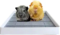 PODOO Caixa de Areia Grande para Coelhos, Porquinhos-da-Índia, Furões, Chinchilas, Hamsters e Pássaros, Cinza e Branco, Ideal para Animais de Estimação Pequenos e Médios