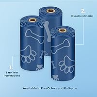 Vista 172 de Best Pet Supplies - Bolsas para limpieza de excremento de perro, rollo de repuesto, uso en exteriores, a prueba de fugas y desgarros, plástico