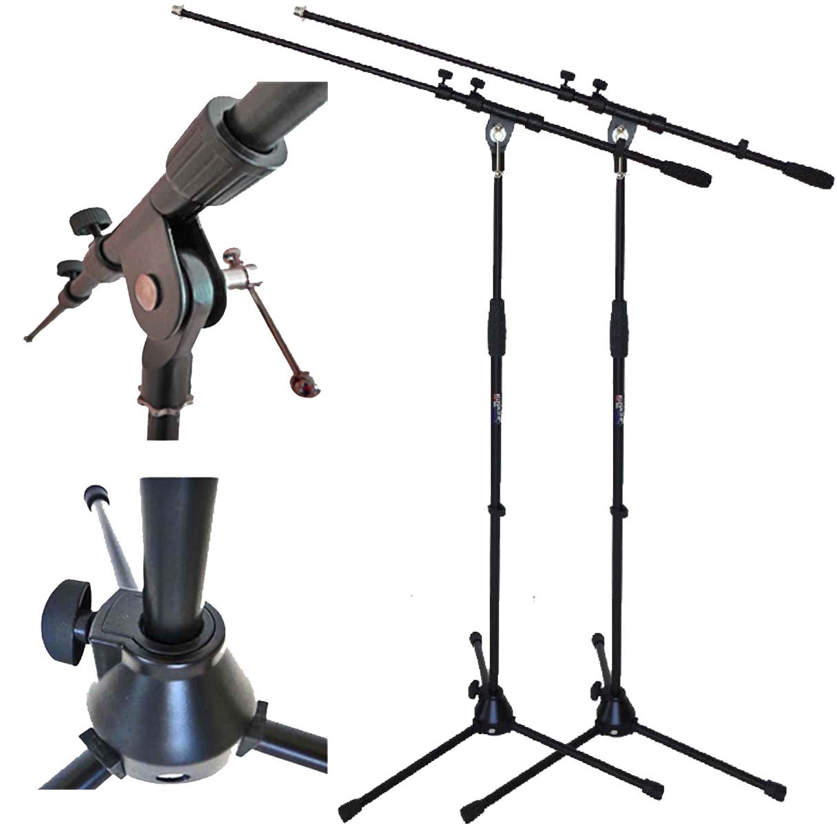 keepdrum MS107B Mikrofonständer Mikrofonstativ mit Galgen 2 Stück