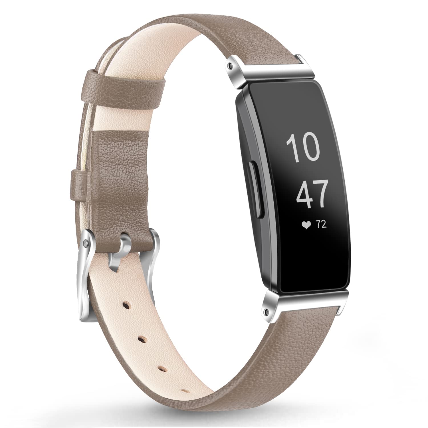 Bracelet en cuir pour Fitbit Inspire 2 marron clair - 8