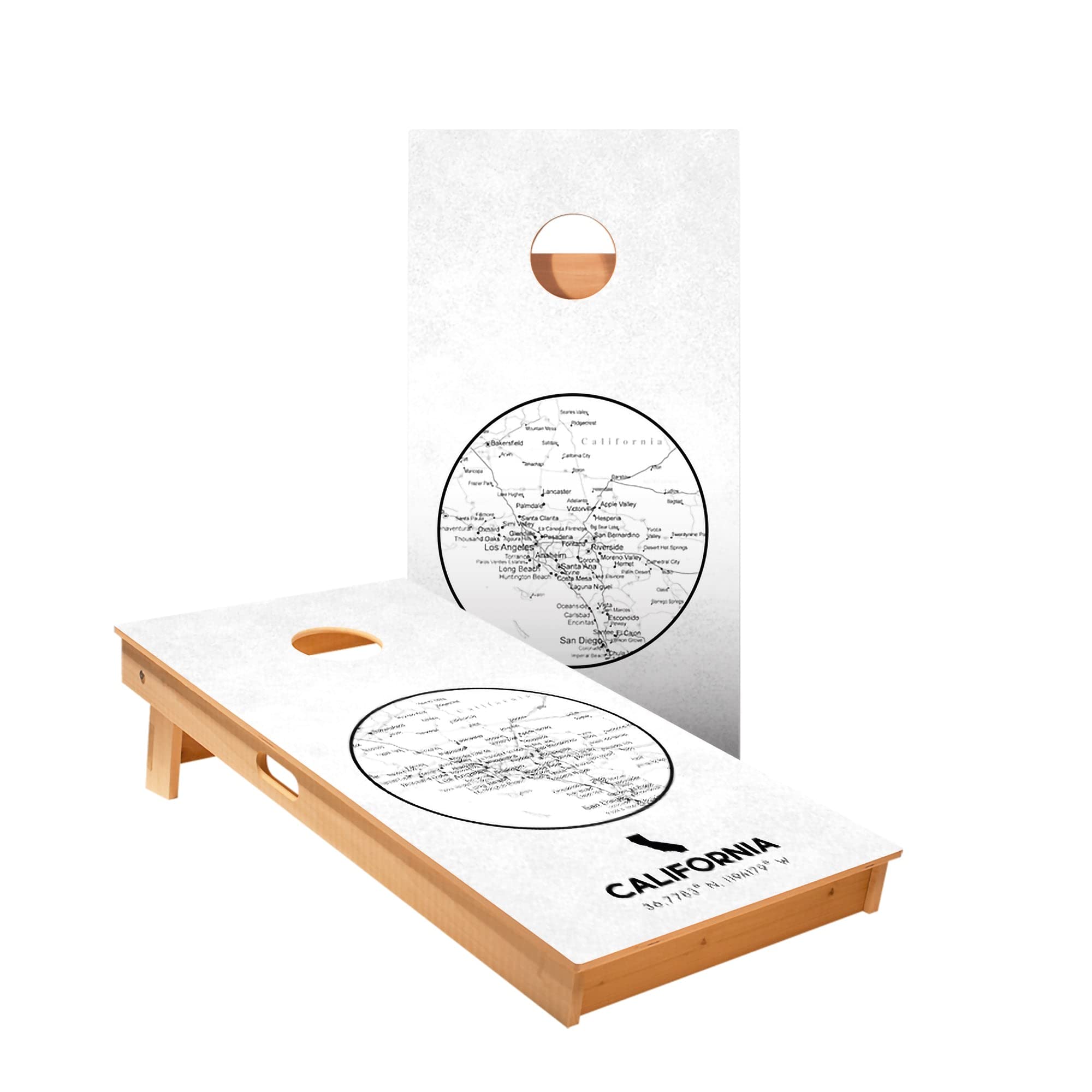 Skip's Garage California State Map Cornhole Boards - Includes (2) Boards (Resin Bags) + (1) Carry Case, (2) Hole Lights & (2) Edge Lights
