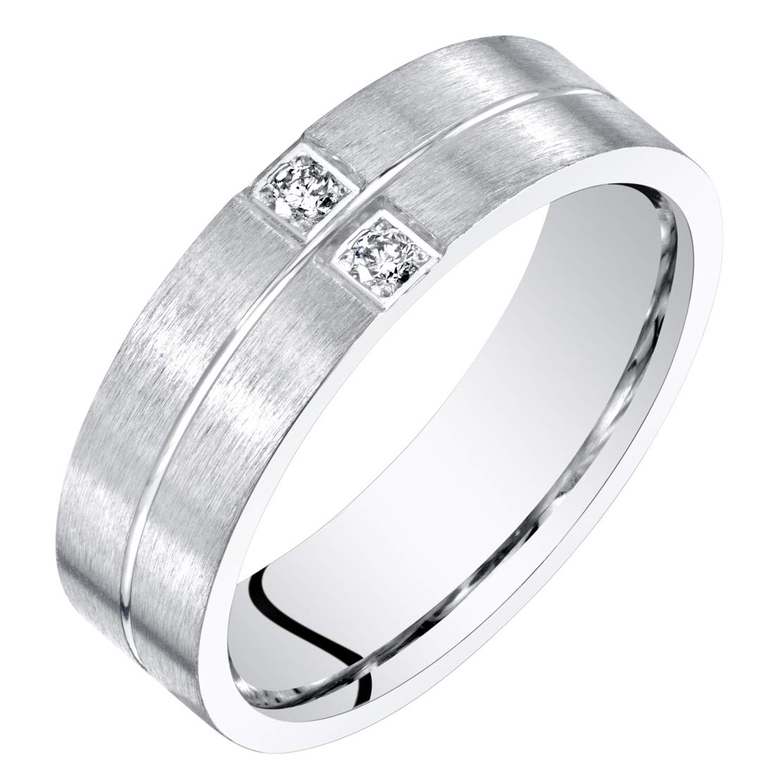 Peora Mens Genuine Diamond Wedding Ring Band Sterling Silver