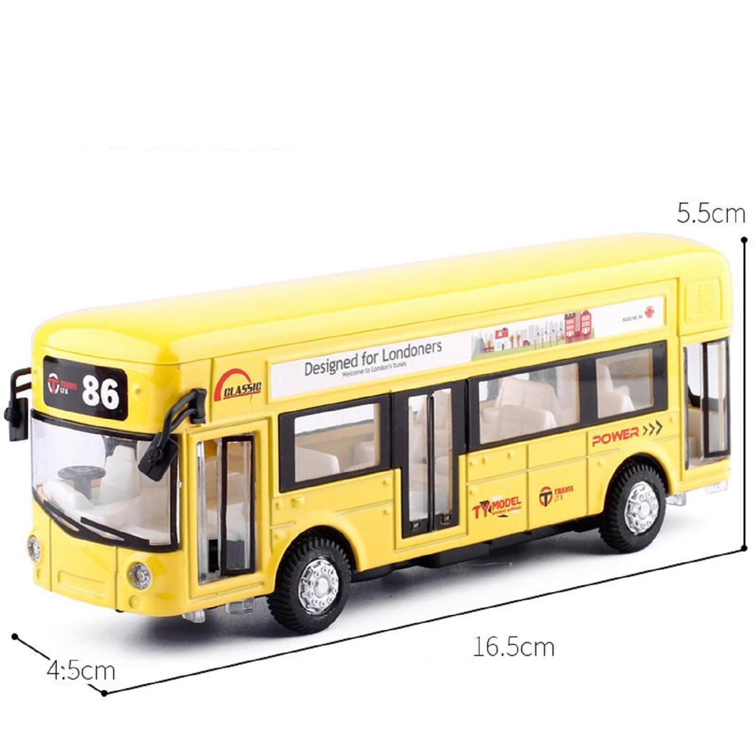HERBASTRY 1:32 London Bus Alloy Sound and Light Open Door Collection Toy for Boys and Kids Diecast Metal Alloy London Double Decker Bus Car Model with Openable Doors Toy Carw 1