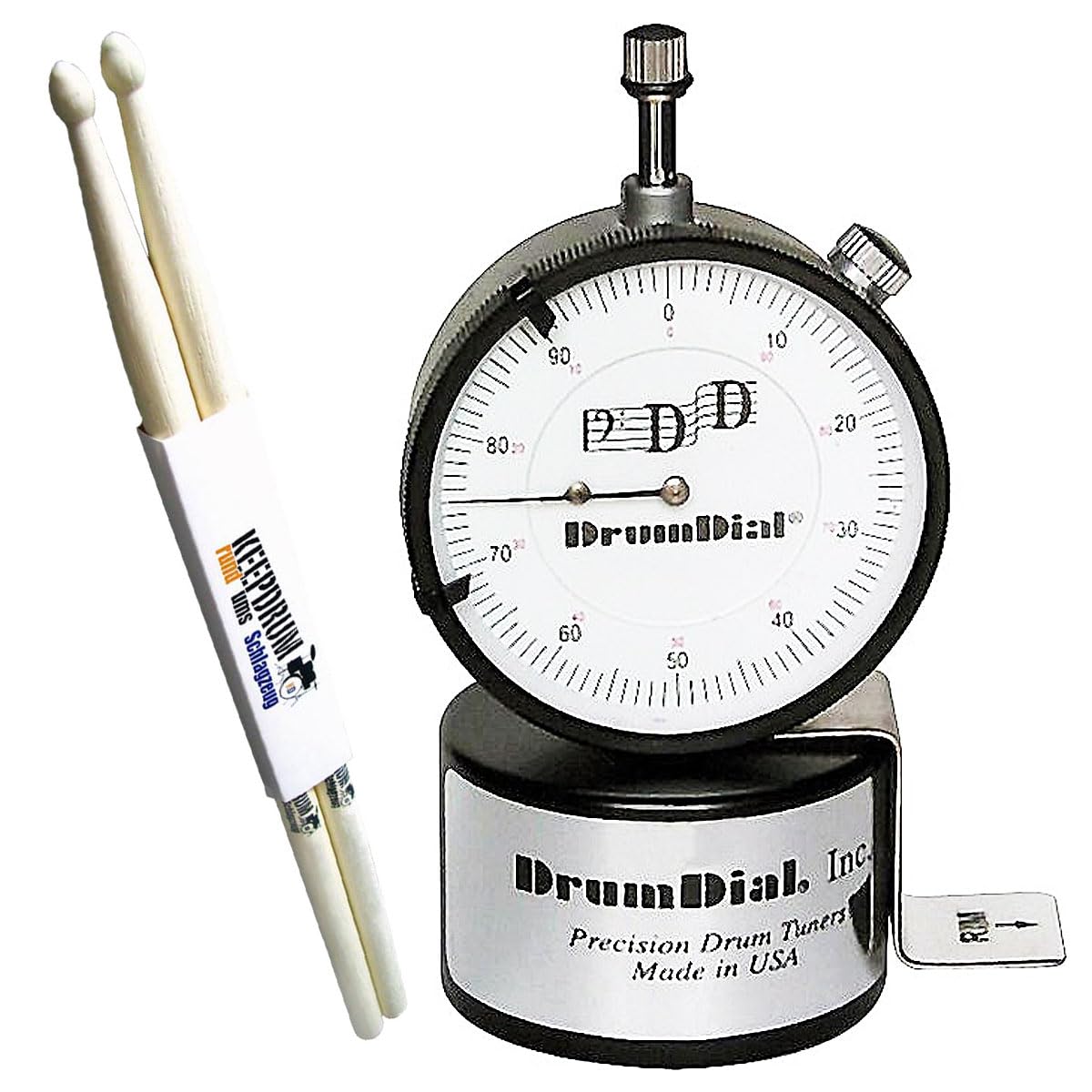 Drum Dial Drum Dial Tuner/Accordatore + Keep Drum 5 a Hickory Drum Sticks 1 Coppia gratis.