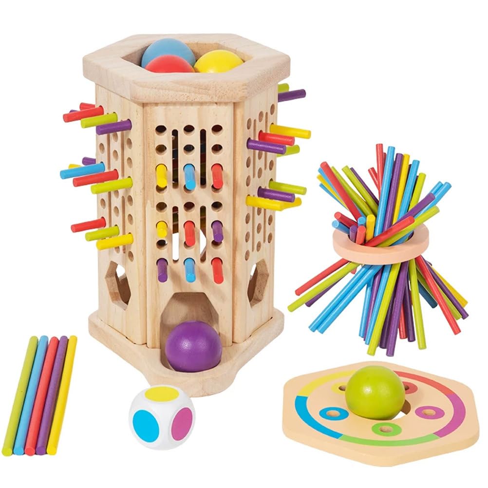Jeu bâton Bois Montessori Tirer, Jouet motricité Fine tri Couleurs