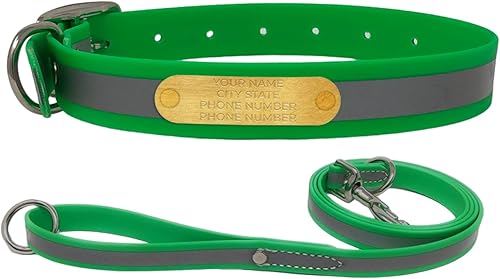 Miniatura 9 de Regal Dog Products Large Pink Reflective Dog Collar with Custom Engraved Name Plate  Waterproof Biothane Personalized Dog Collars with D Ring &