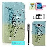Galaxy J1 Case, Galaxy J1 Wallet Case, U-Gem star Galaxy J1 PU Leather Wallet Stand Magnetic Cover Case for Samsung Galaxy J1,with SIM Card Adapter Kit+Screen Protector+Black Stylus (Swallow)