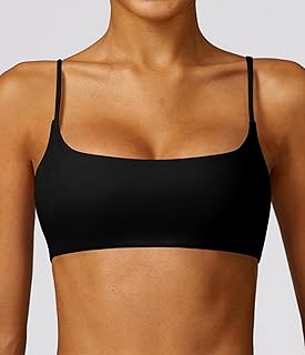 Women's Sports Bra with Thin Straps Stretchy Wirefree Workout Bras Lightweight Workouts Bralette with Removable Pads