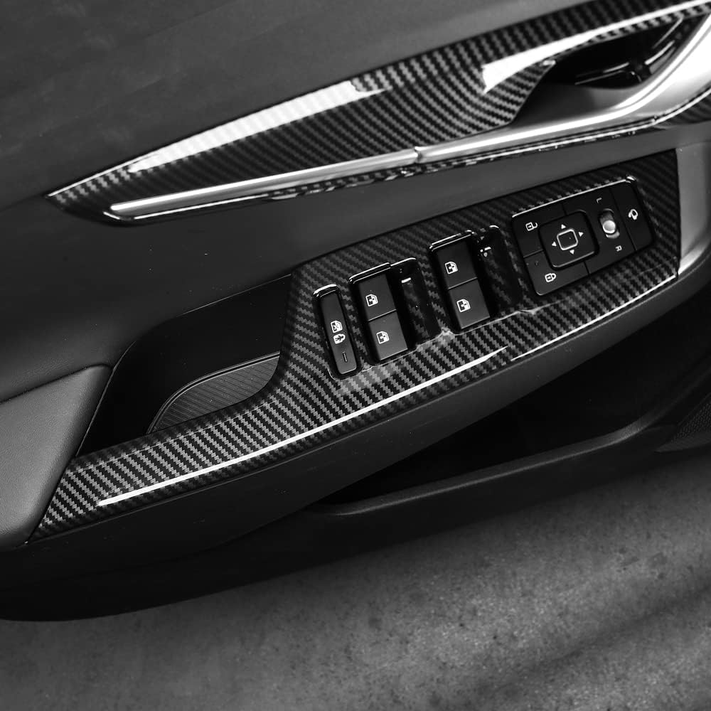 Window Switch Panel Trim Covers Compatible with Kia EV6 2022-2026 Accessories (Carbon Fiber Pattern)