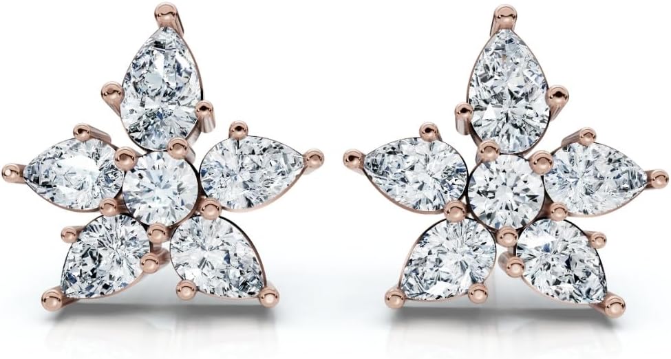 Pompeii 2Ct Pear Shape Cluster Diamond Earrings 14k Gold Lab Grown Women's (F/G,VS2)