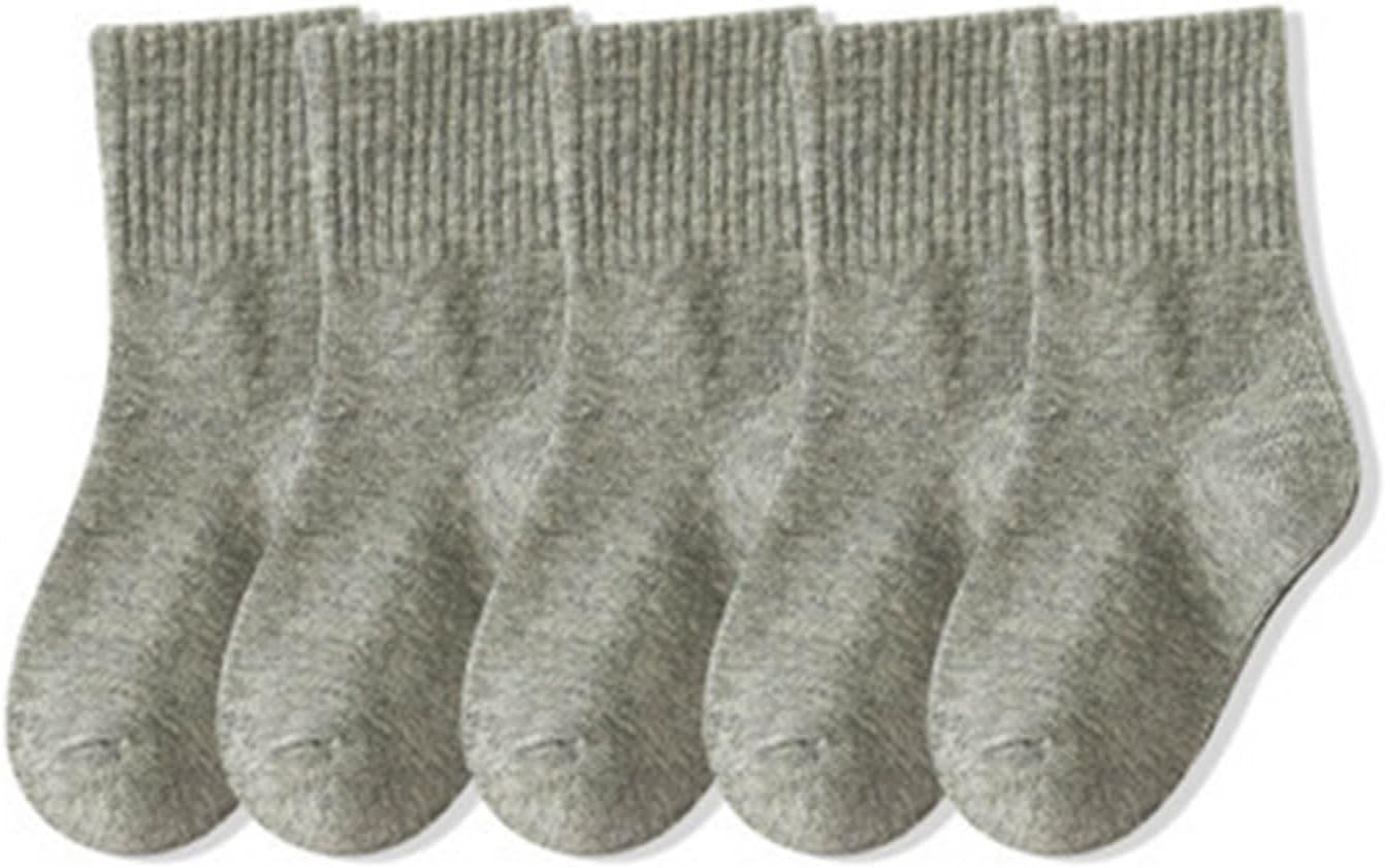 Girls Ankle Socks 5 Pairs Plain Ribbed Casual Daily Socks