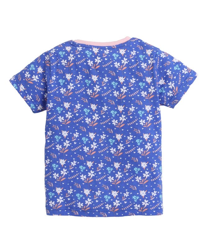 Image of BUMZEE Blue & Pink Girls Half Sleeves T-Shirt & Pajama Set Pack of 2 Age - 3-4 Years