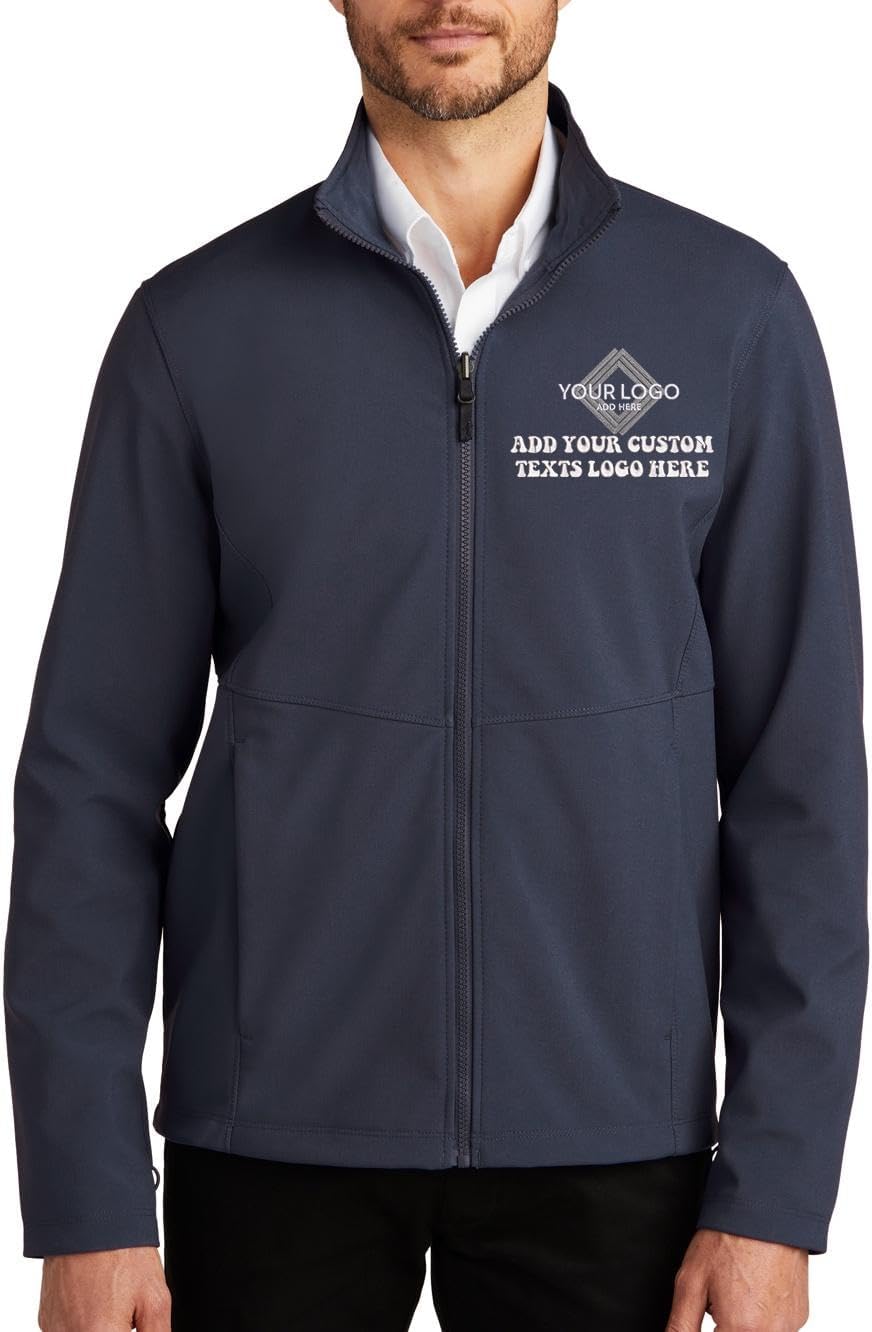 INK STITCH Men J901 Custom Embroidery Logo Texts Collective Soft Shell Zip Up Jackets image 2