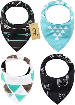 Lot De 8 Bavoirs Bandana Bébé Coton Bio - Absorbant, Réglable (3-24 Mois) | Motifs Mignons Unisexe