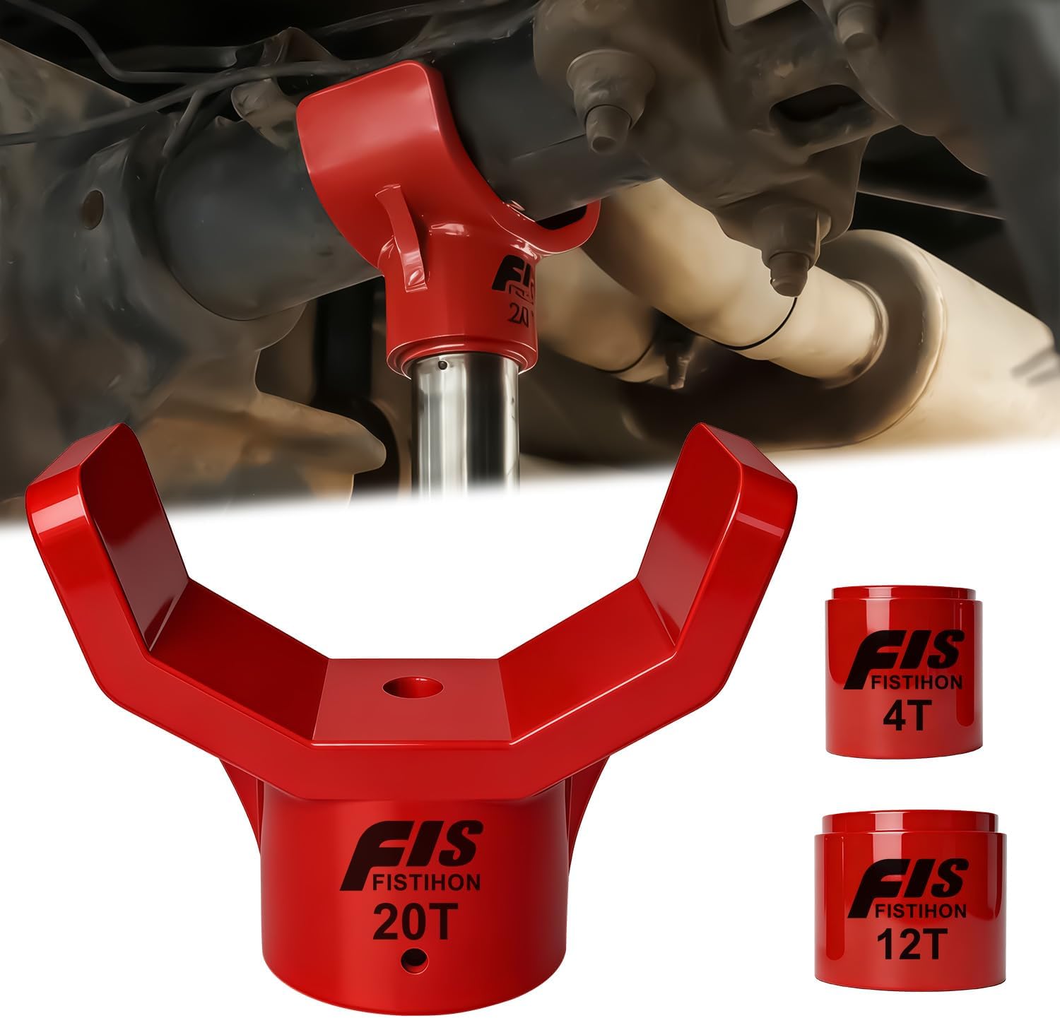 Bottle Jack Adapter with Two Jack Adapters, Safe Steel Bottle Jack Adapter Lifting Saddle, Fits 2 Inch or Smaller Diameter Bottle Jack Accessories (Red-with Two Jack adapters)
