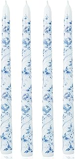 10inch Blue and White Porcelain Long Taper Candlesticks Chinoiserie Dripless Candle Decorations Unscented Taper Candles for Party Gift Home Decor-4pcs